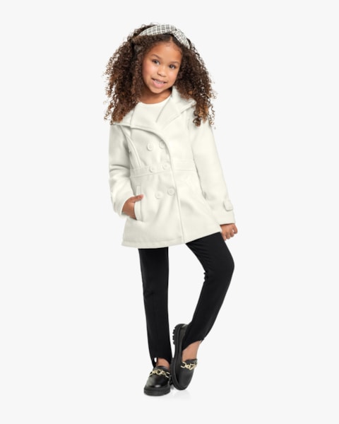 Casaco Lã Batida Infantil Menina Kely Kety - Branco