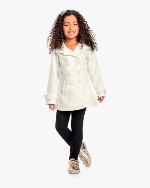 Casaco Lã Batida Infantil Menina Kely Kety - Branco