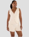 Colete Feminino com Decote V e Botões - Cereja Rosa - Aveia-28b90ca1-ec45-4b71-b7f7-9708115887e3