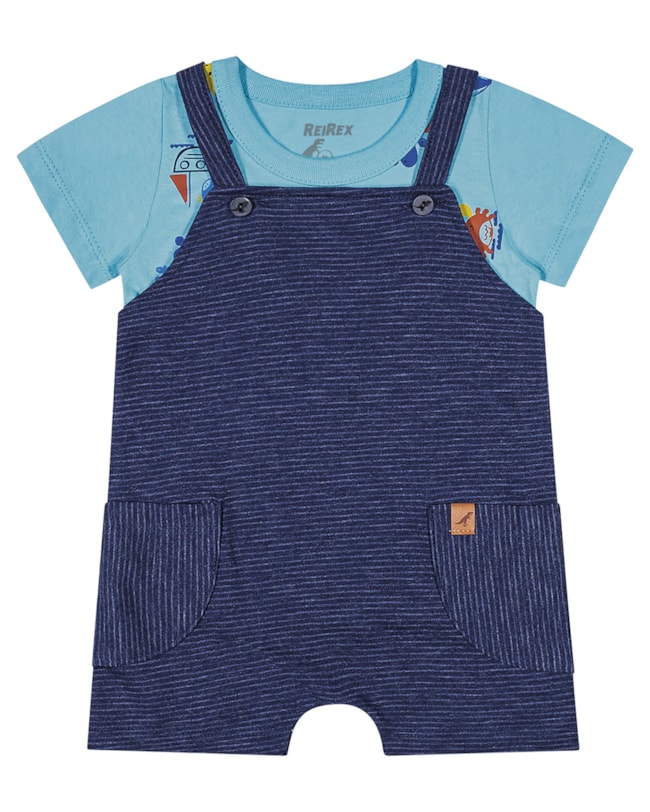 Conjunto Bebê Jardineira e Camiseta Estampada Menino ReiRex-8f62304f-b8c3-4012-8b1b-bc05af754d59