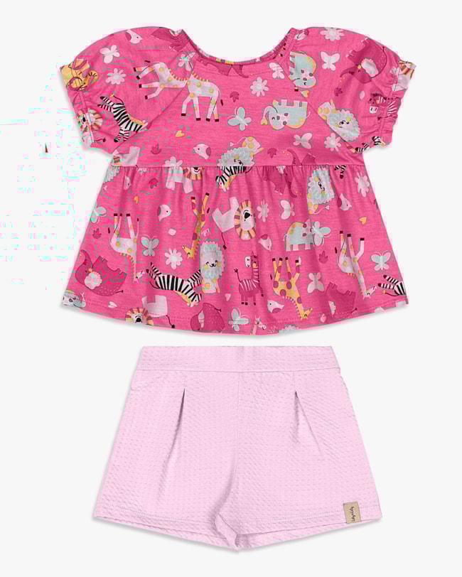 Conjunto Bebê Menina Blusa Bata e Shorts - Kely Kety - Blossom-4bdf1b20-697a-4655-aec2-250981dfc65f