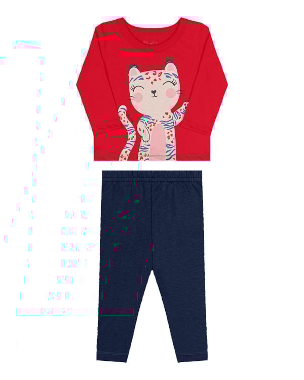 Conjunto Bebê Menina Blusa e Legging Kely Kety - Vermelho