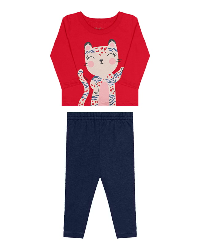 Conjunto Bebê Menina Blusa e Legging Kely Kety - Vermelho-416ba45e-6da3-4554-9f38-ac7829aba06d