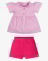 Conjunto Bebê Menina Blusa e Shorts em Malha - Kely Kety - Rosa Buquê-12e36872-b539-4e1b-8af0-7ab6a2996937