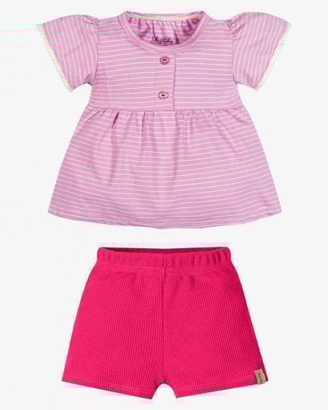 Conjunto Bebê Menina Blusa e Shorts em Malha - Kely Kety - Rosa Buquê-e47e9461-4ebd-4fa0-aef1-369122e53334