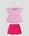 Conjunto Bebê Menina Blusa e Shorts em Malha - Kely Kety - Rosa Buquê-171b8c13-3c51-4853-8800-9eb38c54c748
