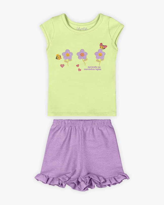 Conjunto Bebê Menina Blusa e Shorts - Kely Kety - Matcha-1a4150e8-7754-4eae-94ba-227d0fff537f