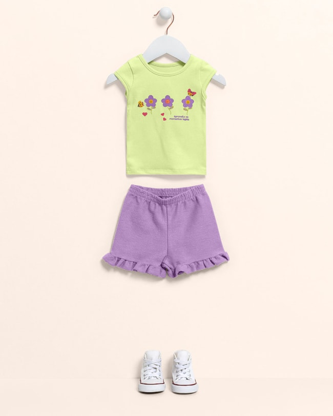 Conjunto Bebê Menina Blusa e Shorts - Kely Kety - Matcha-e89bc37d-f4d0-4bb7-b402-980f379e12cc