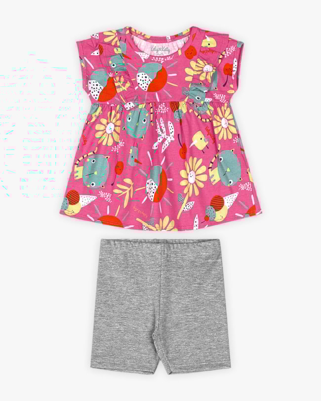 Conjunto Bebê Menina Blusa Estampada e Bermuda - Kely Kety - Rosa-7069636c-ec01-466b-9126-826e7eb00090