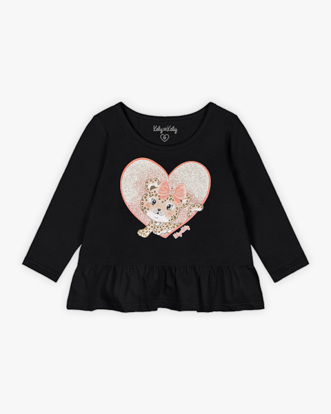 Conjunto Bebê Menina Blusa Manga Longa e Legging - Kely Kety - Preto