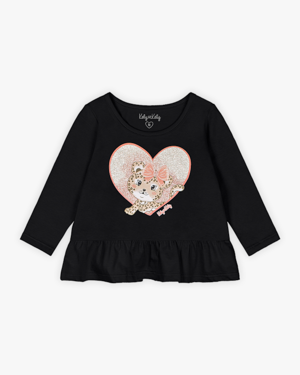 Conjunto Bebê Menina Blusa Manga Longa e Legging - Kely Kety - Preto