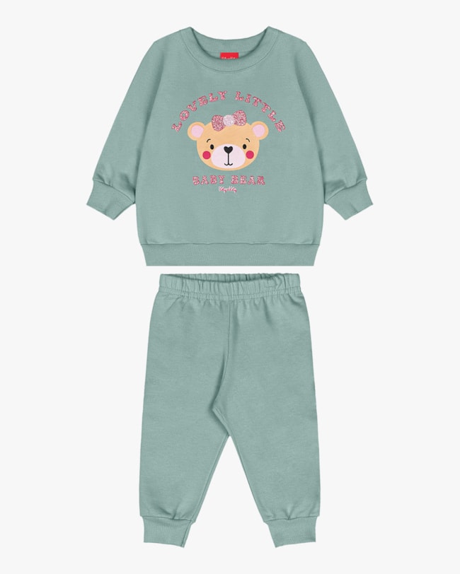 Conjunto Bebê Menina Blusão com Estampa e Calça - Kely Kety - Verde-b7e9c509-05aa-464c-8439-eb673220d23c