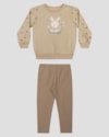 Conjunto Bebê Menina Blusão e Calça Coelhinho - Kely Kety - Bege-ee517b78-d4c1-4af1-9706-81e5cdb8883d