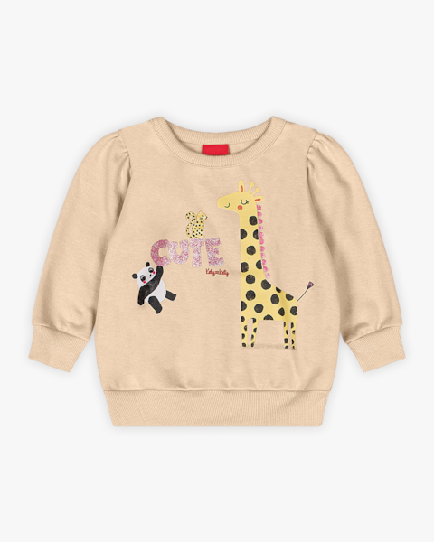 Conjunto Bebê Menina Blusão e Calça em Moletom - Kely Kety - Bege