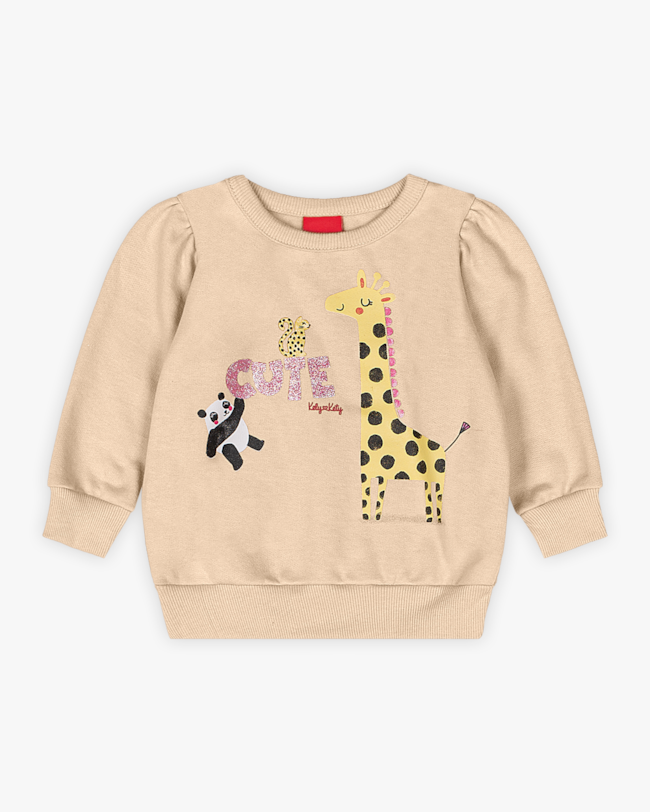 Conjunto Bebê Menina Blusão e Calça em Moletom - Kely Kety - Bege-2fbfd6db-9588-4059-8302-71fba9b645df