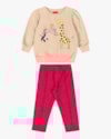 Conjunto Bebê Menina Blusão e Calça em Moletom - Kely Kety - Bege-b109695a-068a-4dac-b179-6742d89eeadb