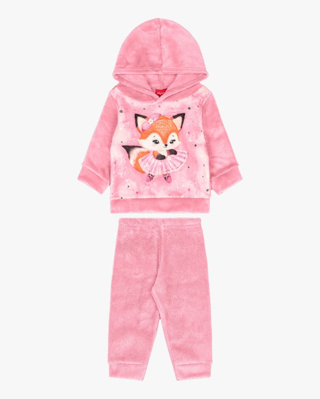 Conjunto Bebê Menina Blusão e Calça em Pelúcia - Kely Kety - Rosa-d5f11ece-2c6e-4e50-998b-49590d8fd348