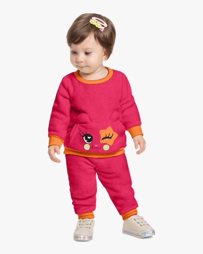 Conjunto Bebê Menina Blusão e Calça Pelúcia Kely Kety -Rosa-fb1c197b-c401-4dc0-9dce-55e9f709bac5