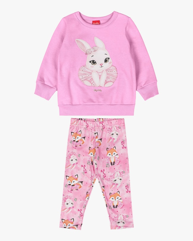 Conjunto Bebê Menina Blusão e Legging Estampa Coelhinho - Kely Kety - Rosa-9709e884-8a38-4ba8-916f-7f4968292867