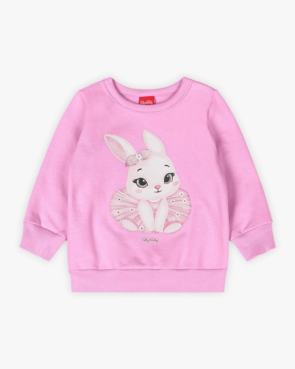 Conjunto Bebê Menina Blusão e Legging Estampa Coelhinho - Kely Kety - Rosa