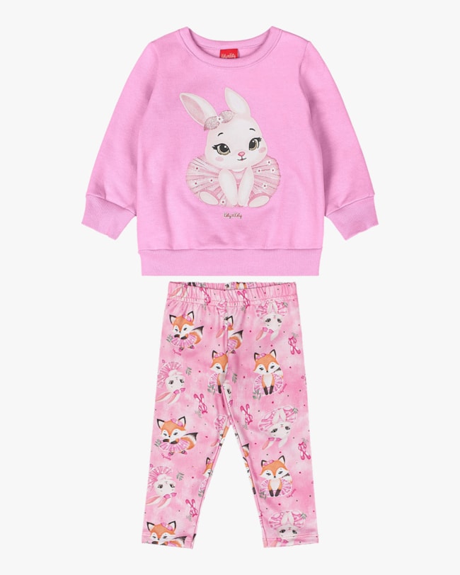 Conjunto Bebê Menina Blusão e Legging Estampa Coelhinho - Kely Kety - Rosa-40d587a3-2996-40fb-beab-57133518a49d