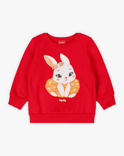 Conjunto Bebê Menina Blusão e Legging Estampa Coelhinho - Kely Kety - Vermelho