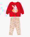 Conjunto Bebê Menina Blusão e Legging Estampa Coelhinho - Kely Kety - Vermelho-aab2a85e-eeb6-4509-b4d1-1319b395f1f5
