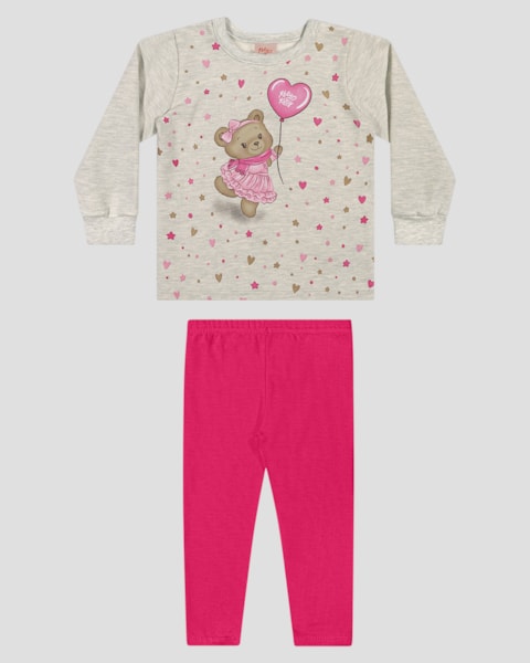 Conjunto Bebê Menina Blusão e Legging - Kely Kety - Mescla