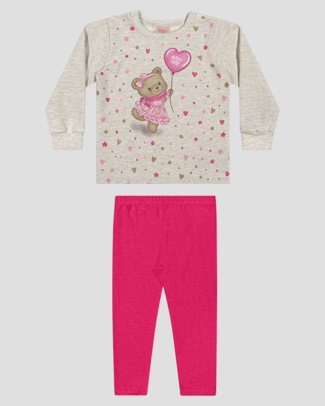 Conjunto Bebê Menina Blusão e Legging - Kely Kety - Mescla-2ec7692d-697f-43a2-96c1-aeaa8d73d7a3