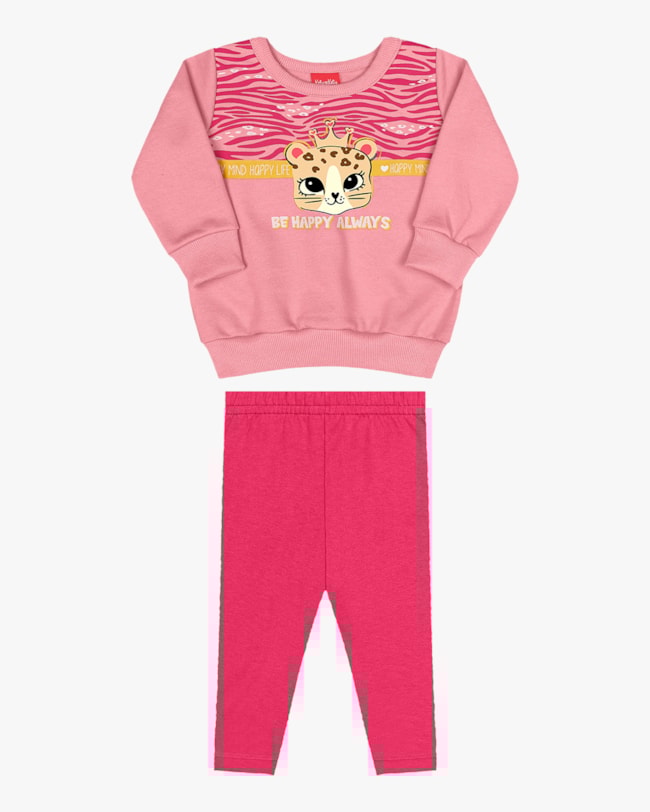 Conjunto Bebê Menina Blusão e Legging Kely Kety - Rosa-e0e939c7-676d-4d41-95a4-f16b287f2250