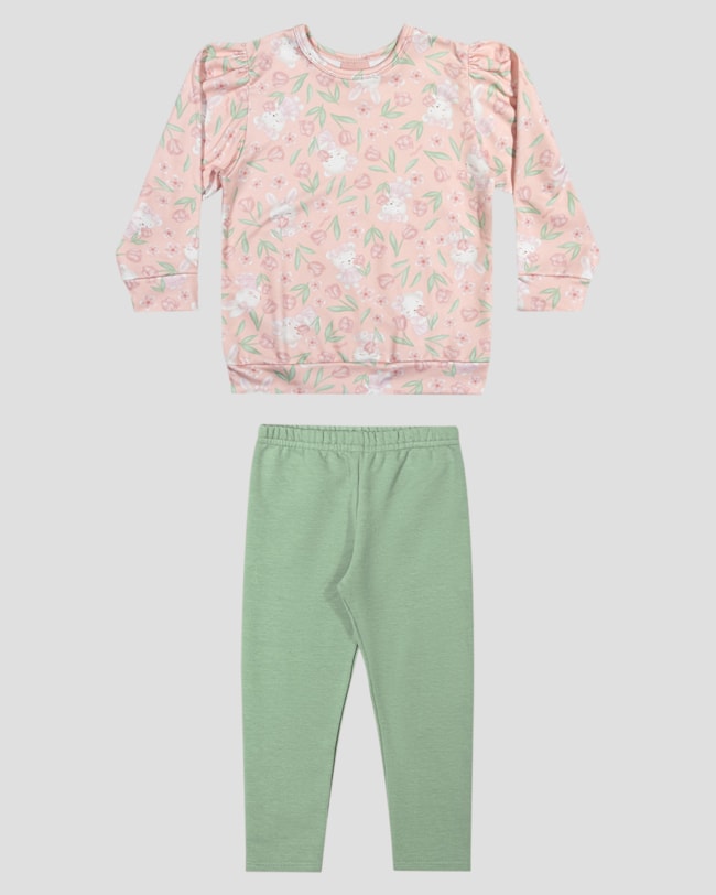 Conjunto Bebê Menina Blusão Estampado e Calça - Kely Kety - Rosa-ea574c2b-6dca-486e-9830-67debe7b4f84