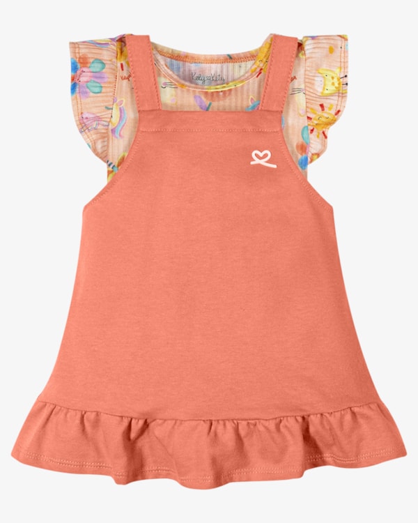 Conjunto Bebê Menina Body Canelado e Salopete - Kely Kety - Mango