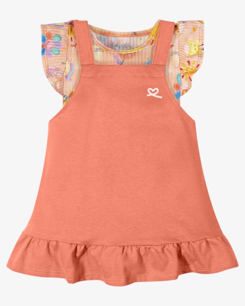 Conjunto Bebê Menina Body Canelado e Salopete - Kely Kety - Mango