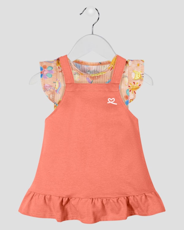 Conjunto Bebê Menina Body Canelado e Salopete - Kely Kety - Mango