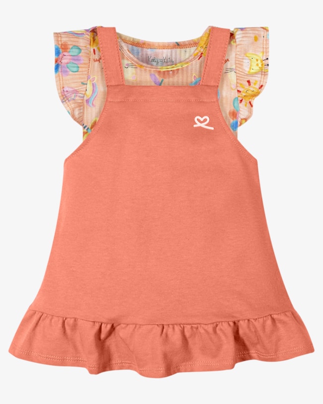 Conjunto Bebê Menina Body Canelado e Salopete - Kely Kety - Mango-29ce3def-e3e3-4902-a8af-e2e1b4b10f5f