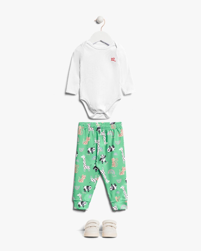 Conjunto Bebê Menina Body e Calça Estampada - Kely Kety - Branco-0cb562c2-f58f-4bb4-9bd7-b52ed79d9f91