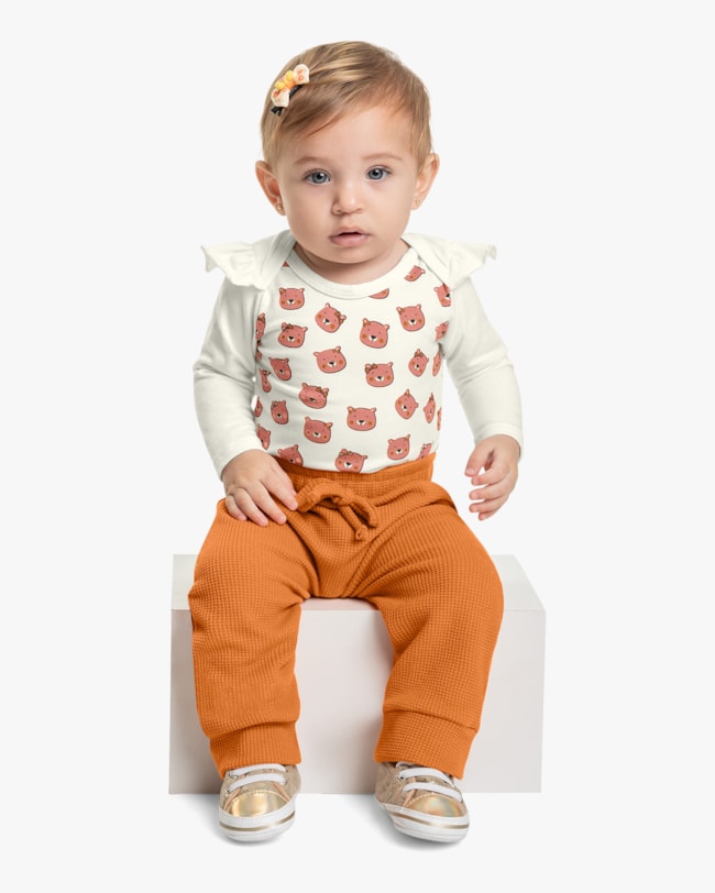 Conjunto Bebê Menina Body e Calça Kely Kety - Branco-f6a69884-8a9a-4831-b69e-07b877c20054