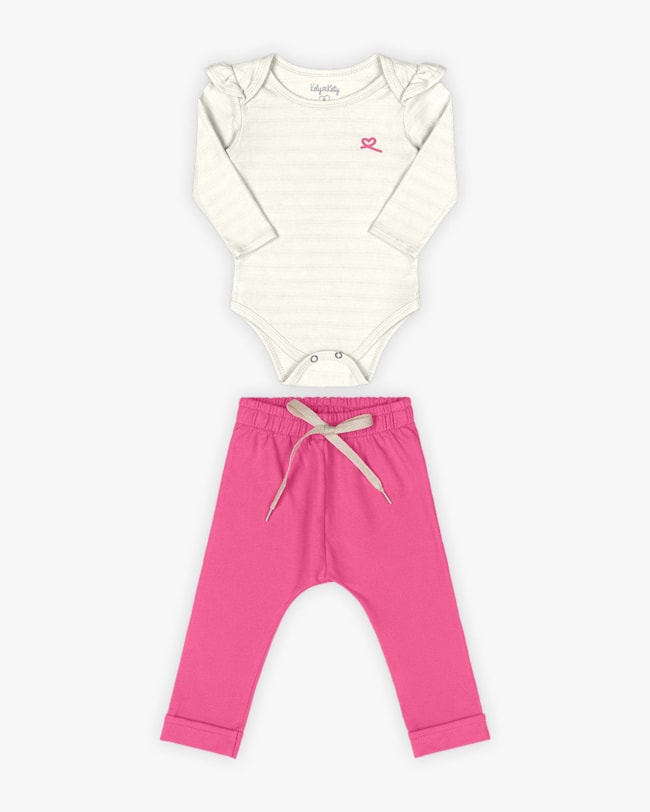 Conjunto Bebê Menina Body e Calça - Kely Kety - Natural G-3b73f777-b20d-40ea-ae30-c696b7e25b3c