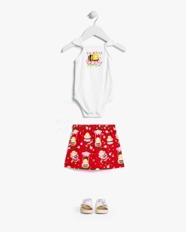 Conjunto Bebê Menina Body e Saia Estampa Abelhinha - Kely Kety - Branco