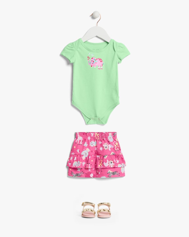 Conjunto Bebê Menina Body e Saia Estampada - Kely Kety - Sorvete de Menta-5a03571c-09c9-4fd8-bda4-5ce31a336ae5