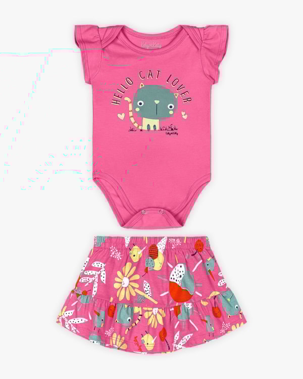 Conjunto Bebê Menina Body e Saia - Kely Kety - Blossom