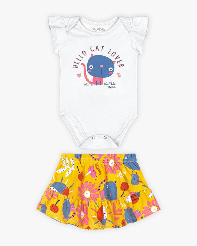 Conjunto Bebê Menina Body e Saia - Kely Kety - Branco G-f9eb1604-c296-4cf3-8c43-8fe7bc5fd9e5