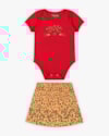 Conjunto Bebê Menina Body e Saia Oncinha - Kely Kety - Tomato-e74d6b2c-88cf-4471-9fde-ec250b53cbc4