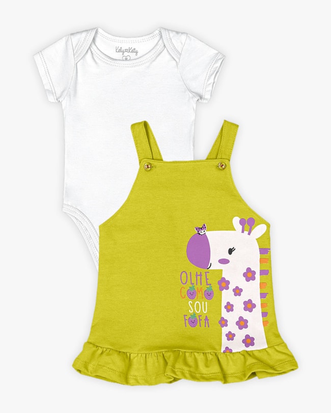 Conjunto Bebê Menina Body e Vestido - Kely Kety - Branco G-196accff-cd5b-408e-854e-bf98c518a907