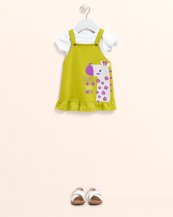 Conjunto Bebê Menina Body e Vestido - Kely Kety - Branco G