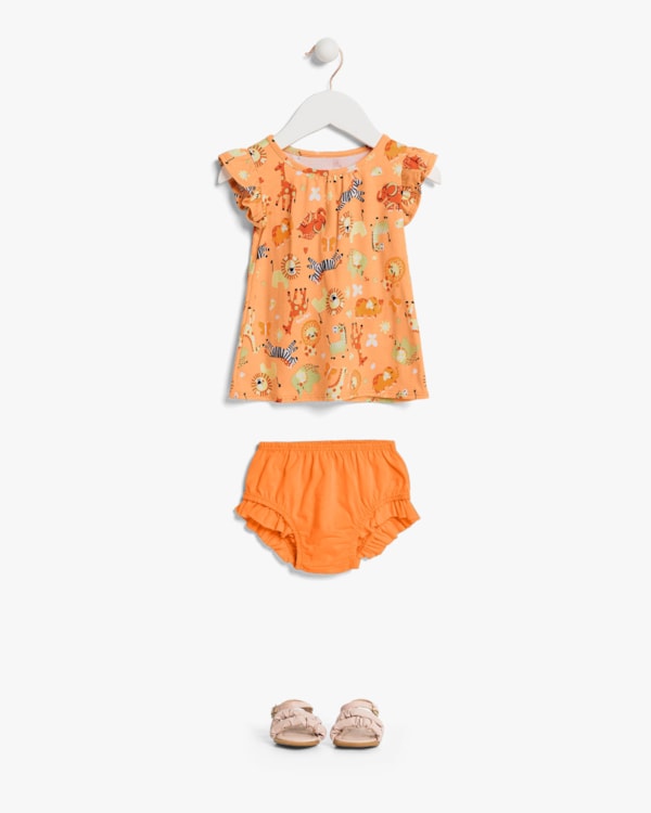 Conjunto Bebê Menina com Blusa e Calcinha - Kely Kety - Peach