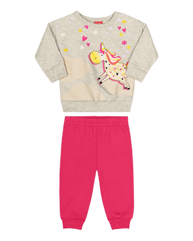 Conjunto Bebê Menina com Blusão e Calça Kely Kety - Mescla-af383004-a1cc-401b-927d-4786f0eb6696