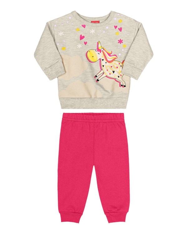 Conjunto Bebê Menina com Blusão e Calça Kely Kety - Mescla
