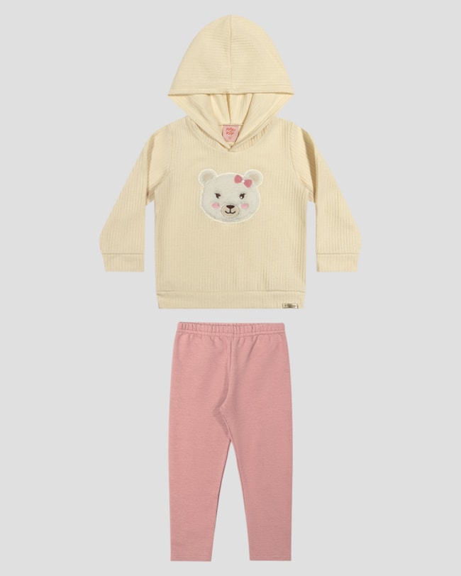 Conjunto Bebê Menina com Blusão e Legging - Kely Kety - Bege-9f1eaf54-ea26-4dfb-9cad-0b9ad8e018a6