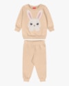 Conjunto Bebê Menina com Blusão Estampa Coelho - Kely Kety - Bege-d635cf97-e5cb-4e74-be5c-b7833cd555af